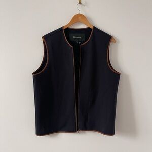 Matinique Woman/Men Classy Navy Vest With Brown - Size M
